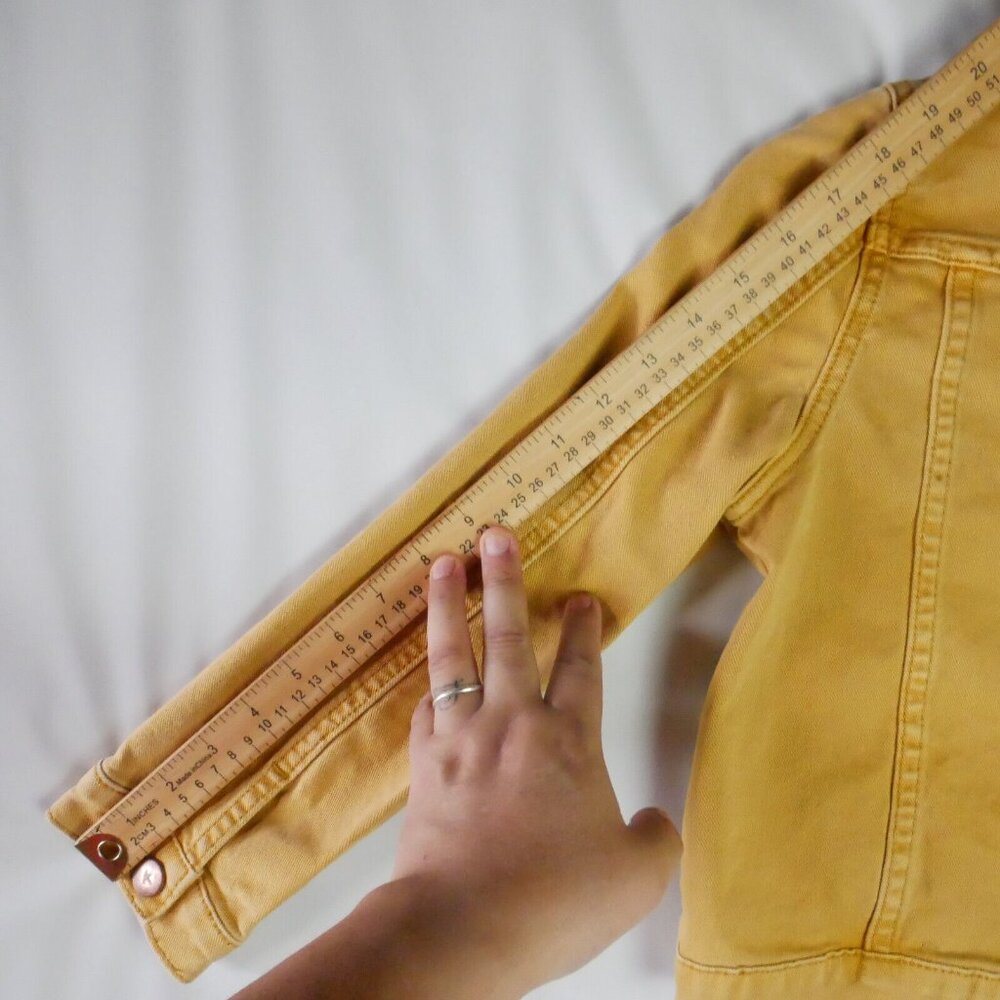 Kidpik Girls Size Small 7/8 Yellow Mustard Jacket Metal Button Up - Picture 10 of 11